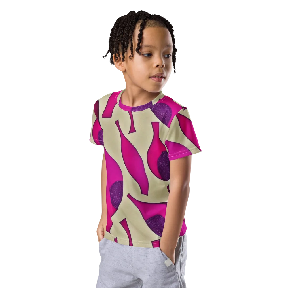 Magenta Relic on Kids Crew Neck T-Shirt — Left Front
