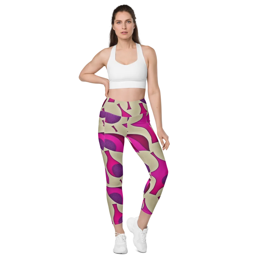 Magenta Relic on Leggings with Pockets — Front