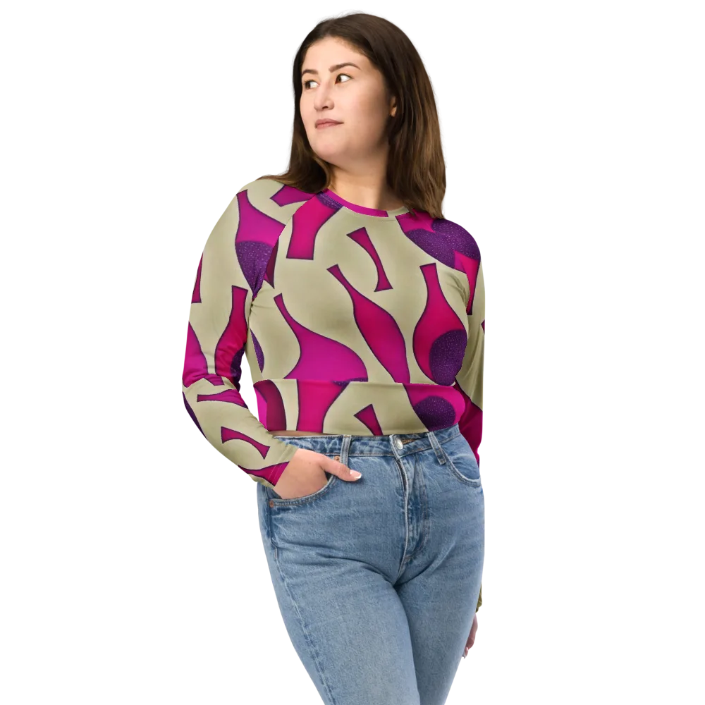 Magenta Relic on Long Sleeve Crop Top — Front