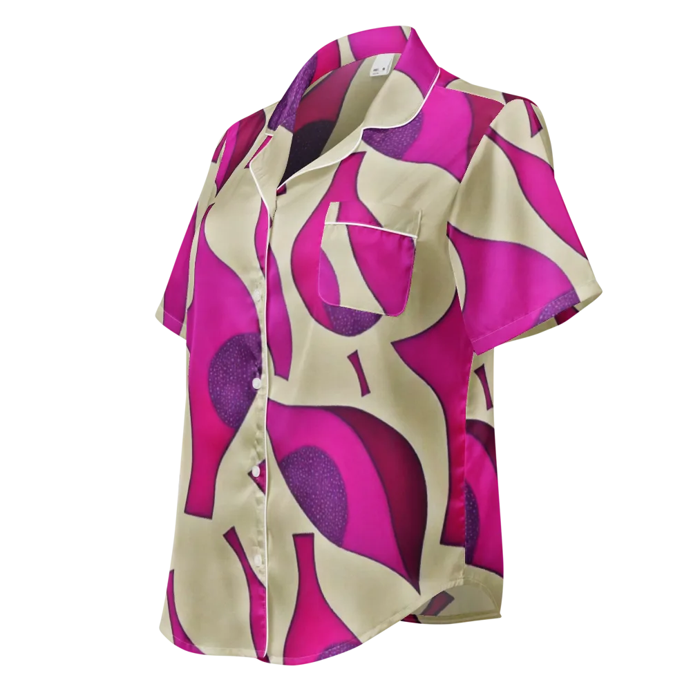 Magenta Relic on Women's Short Sleeve Pajama Top — Left Front