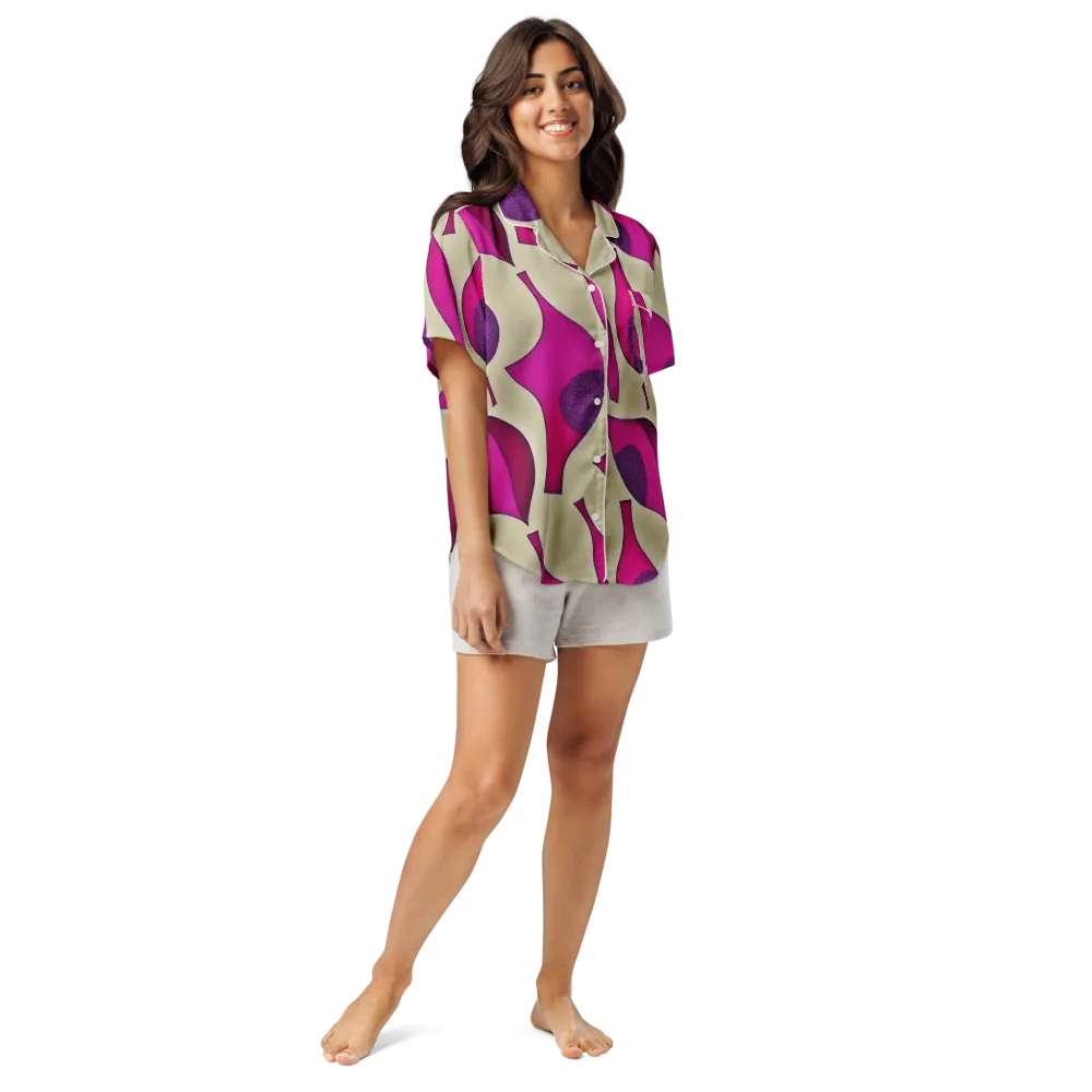 Magenta Relic on Women's Short Sleeve Pajama Top — Front