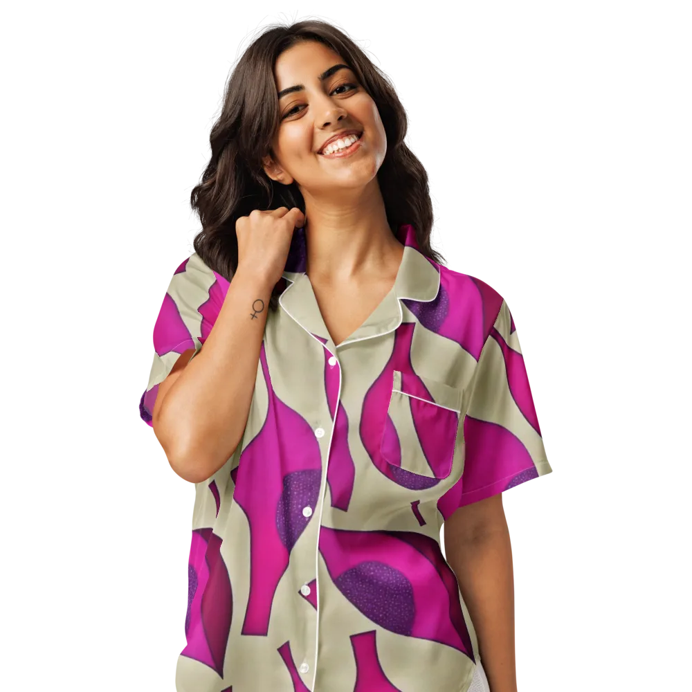Magenta Relic on Women's Short Sleeve Pajama Top — Front