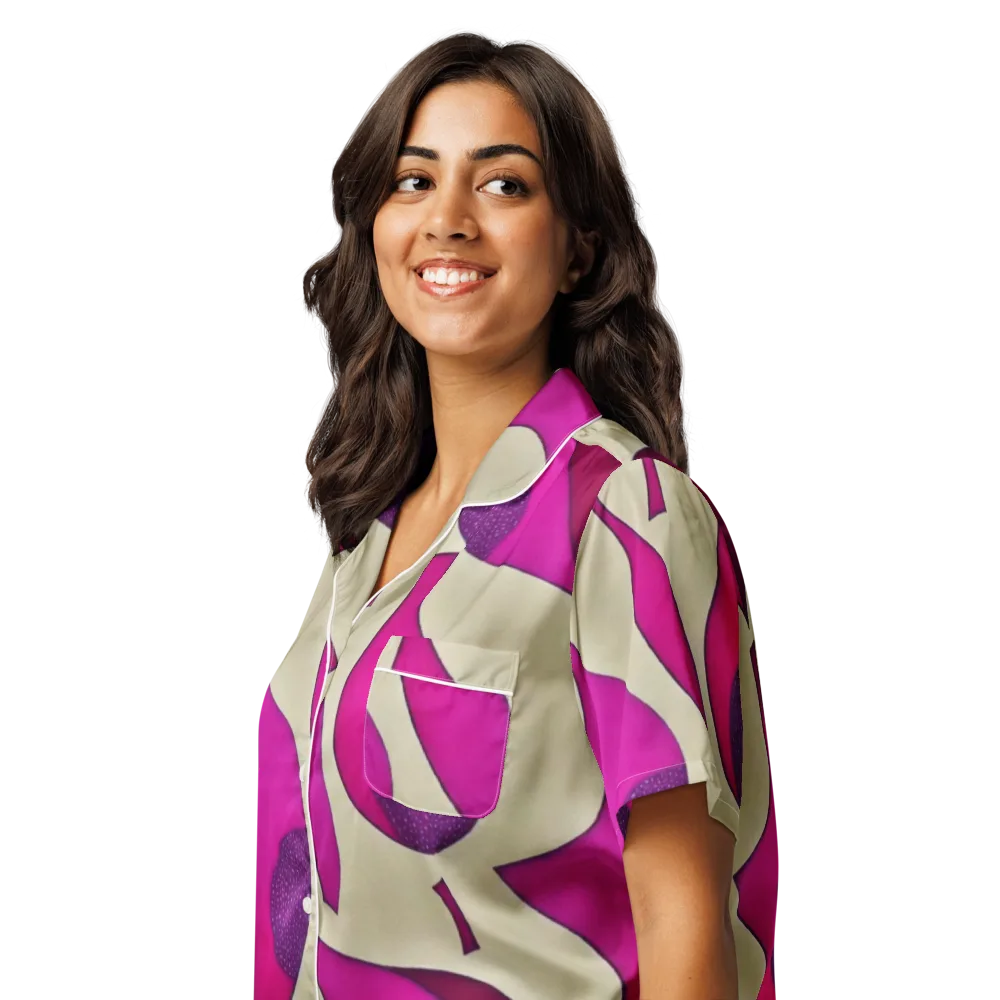 Magenta Relic on Women's Short Sleeve Pajama Top — Left Front