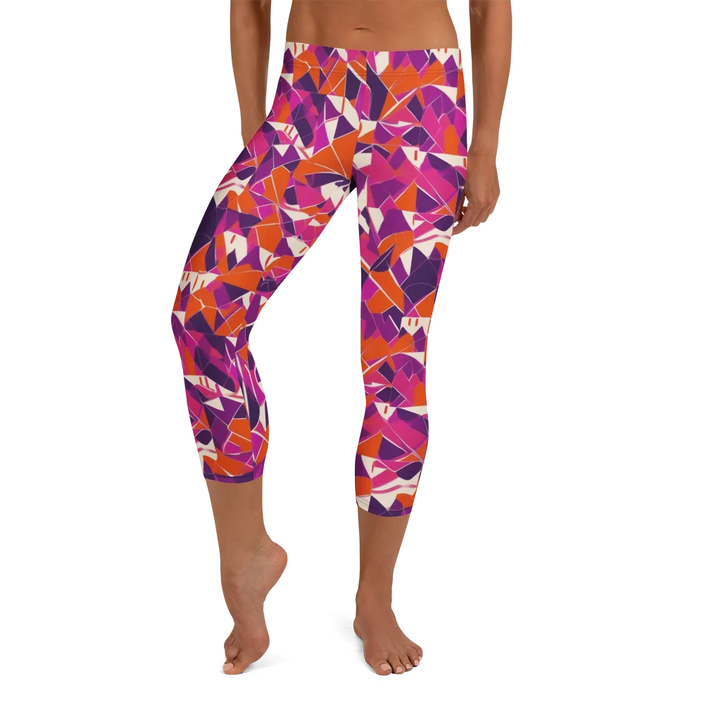Citrus Fracture on Capri Leggings — Front