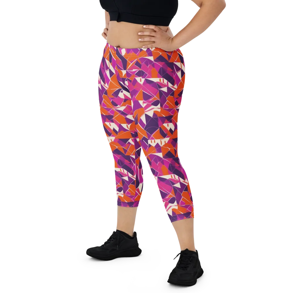 Citrus Fracture on Capri Leggings — Front