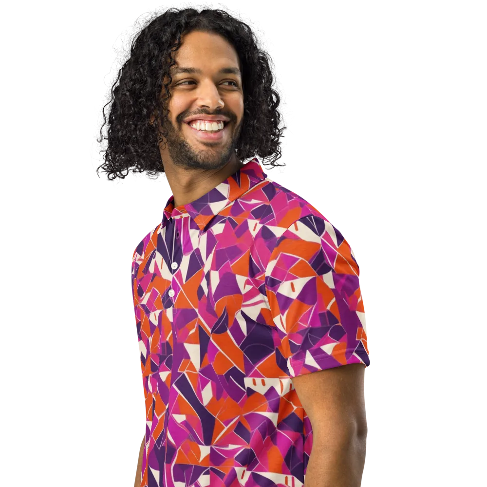 Citrus Fracture on Men's Slim Fit Polo Shirt — Left Front