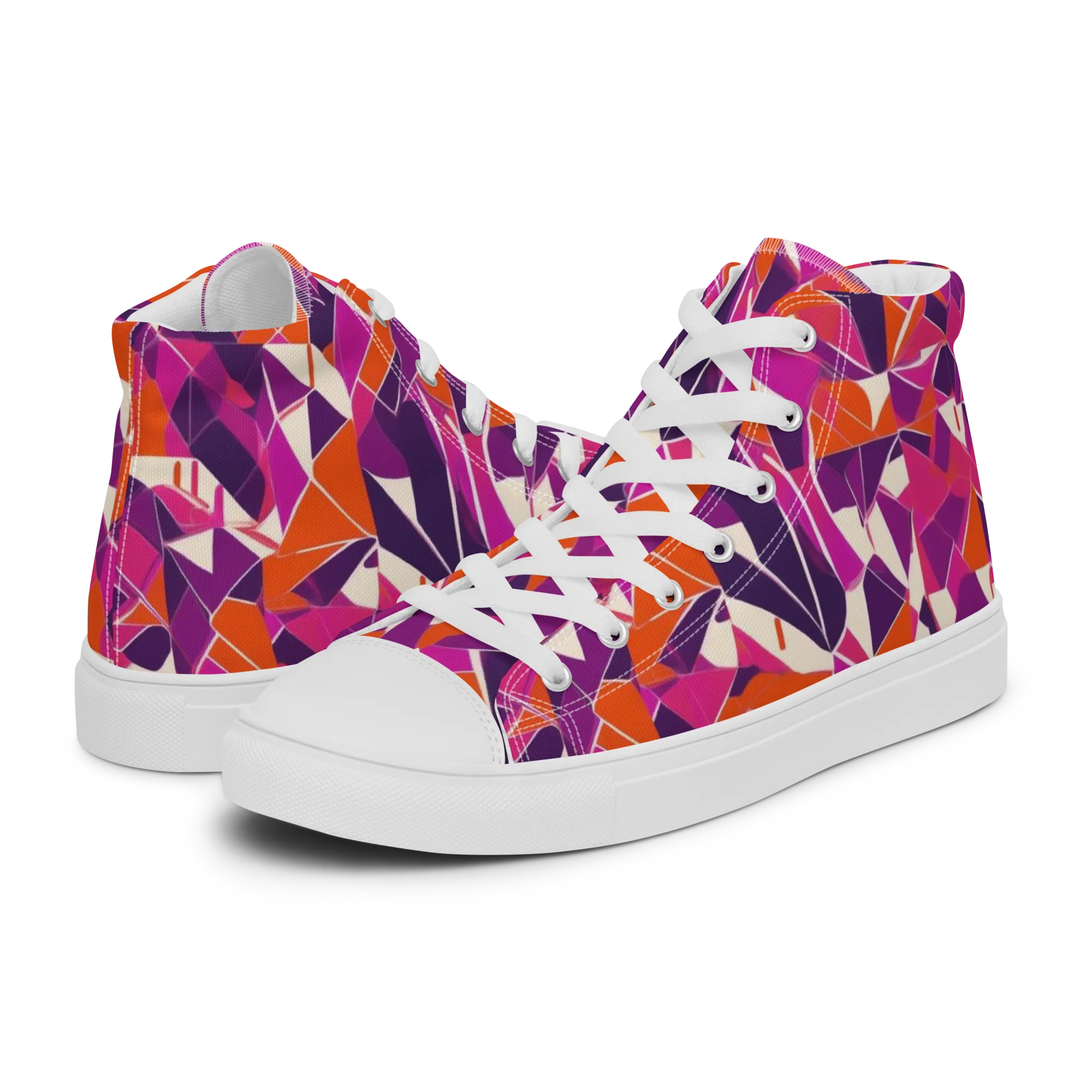 Citrus Fracture on Men's High Top Canvas Shoes — Left
