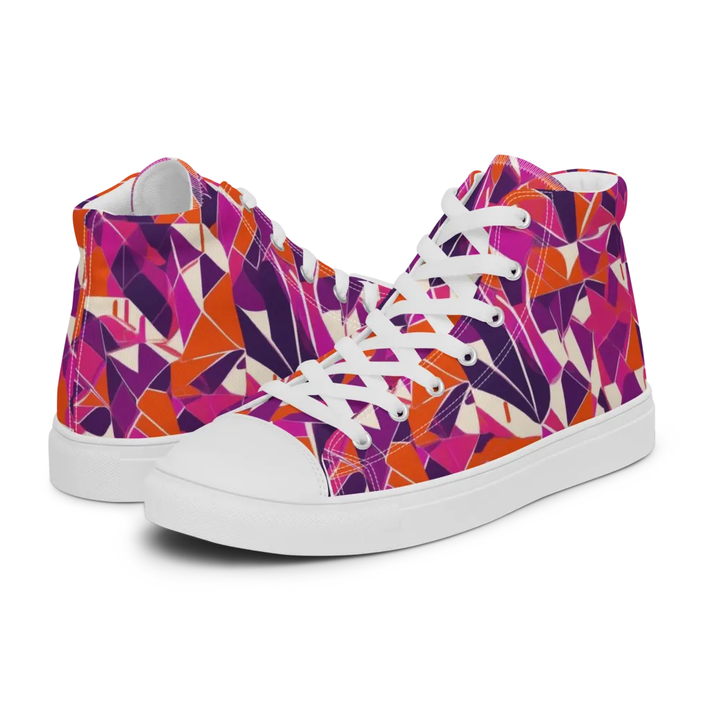 Citrus Fracture on Men's High Top Canvas Shoes — Left