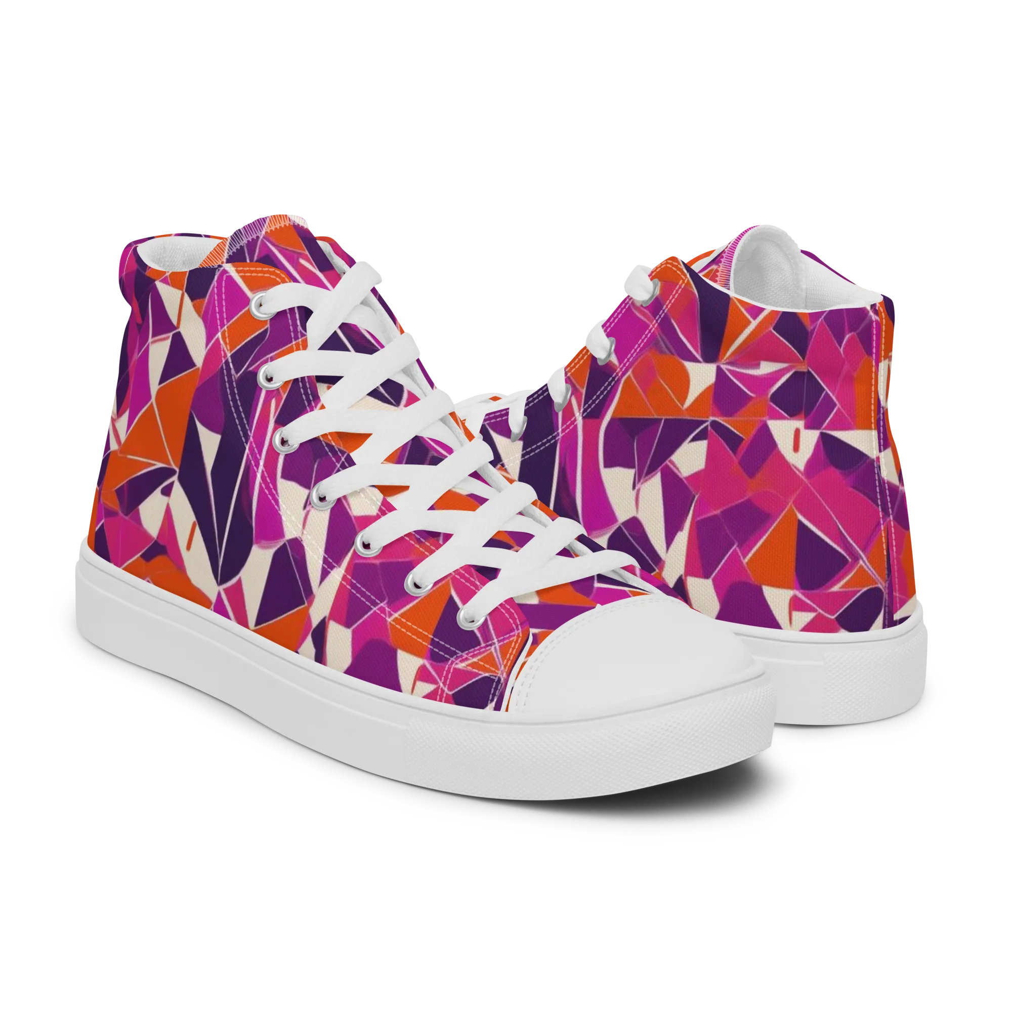 Citrus Fracture on Men's High Top Canvas Shoes — Right