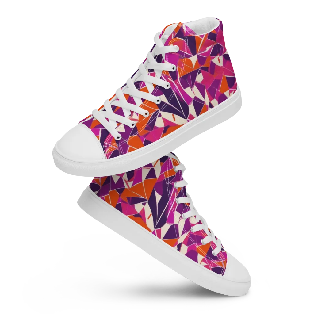 Citrus Fracture on Men's High Top Canvas Shoes — Front