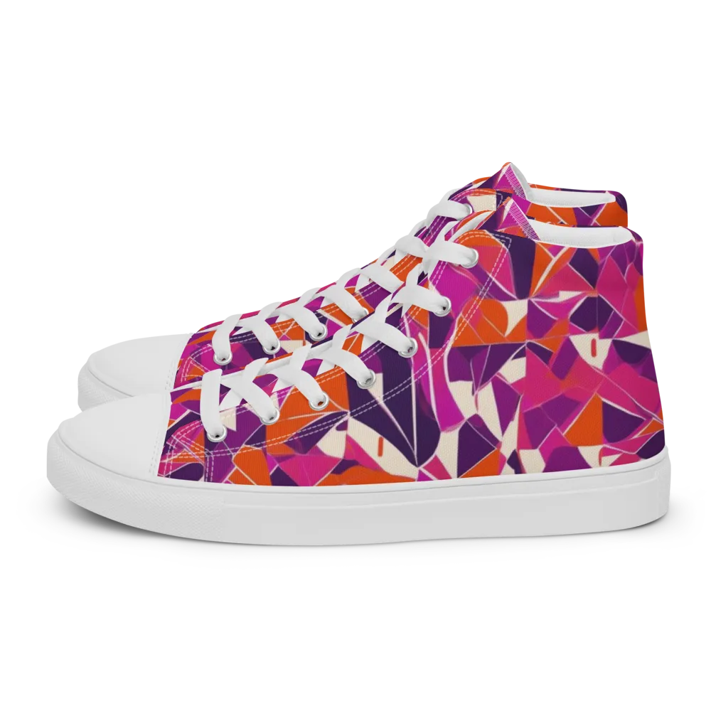 Citrus Fracture on Women's High Top Canvas Shoes — Left