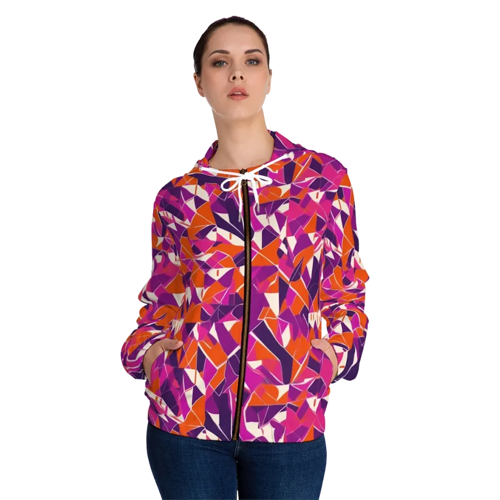 Citrus Fracture on Women's Full-Zip Hoodie — Front On Person