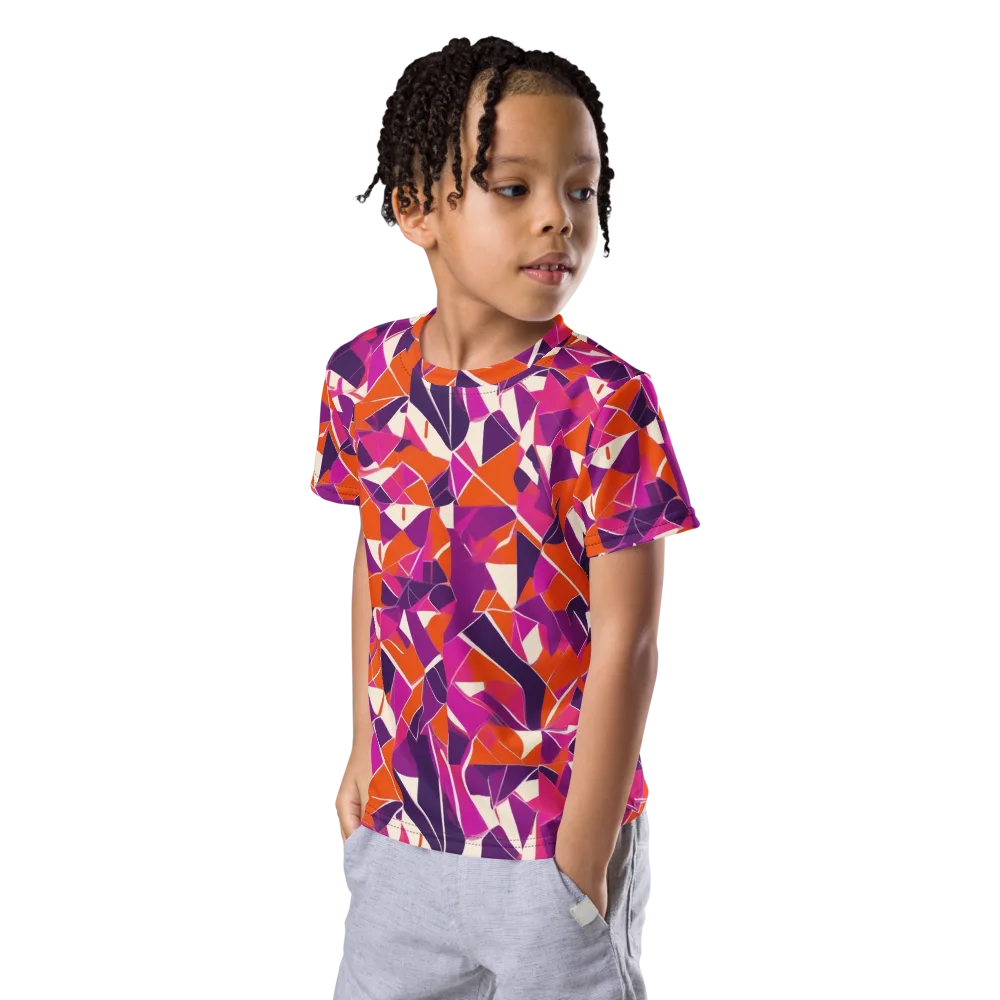 Citrus Fracture on Kids Crew Neck T-Shirt — Left Front