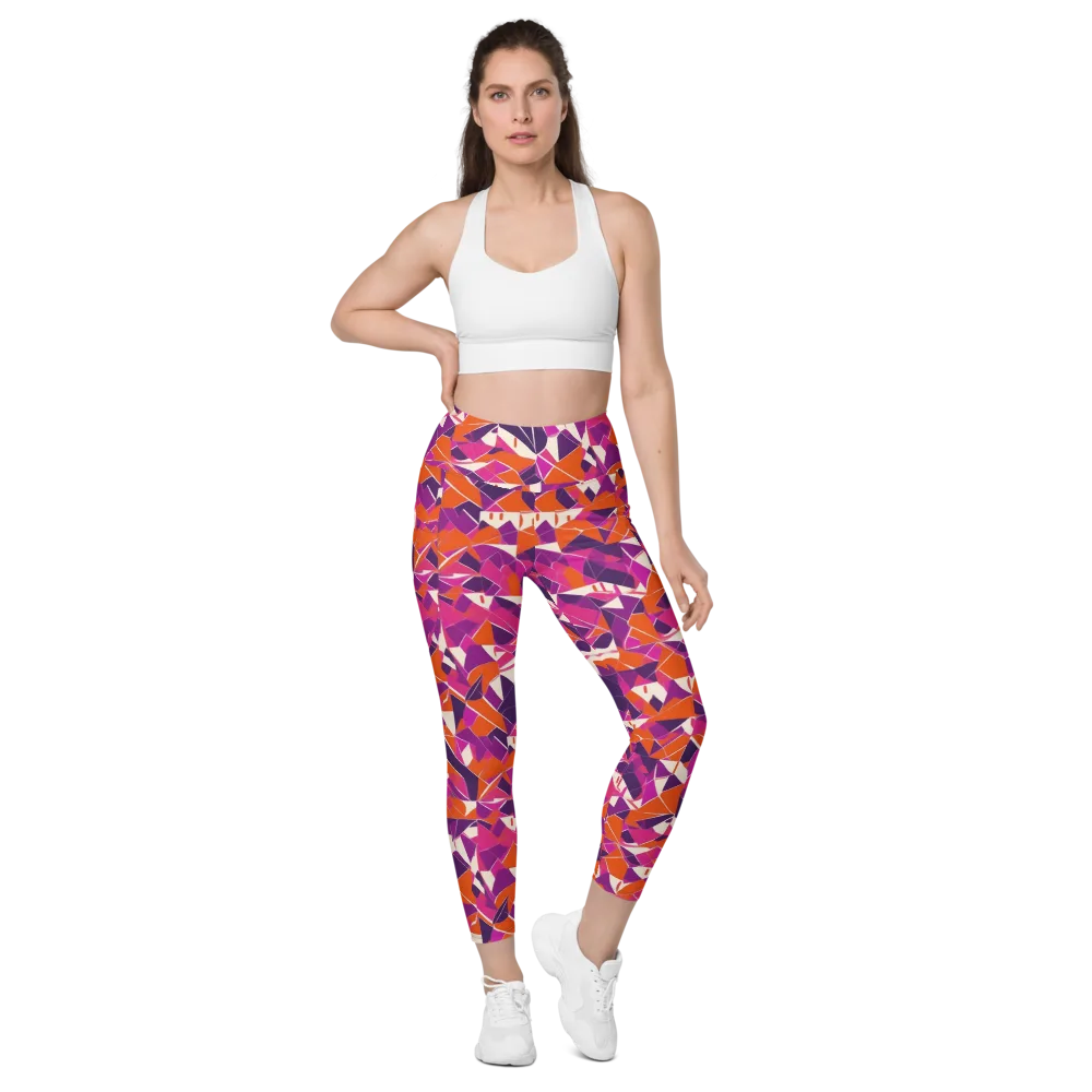 Citrus Fracture on Leggings with Pockets — Front