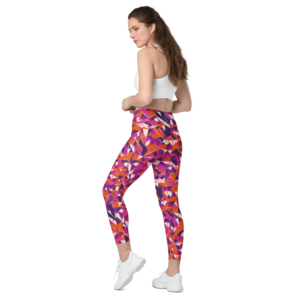 Citrus Fracture on Leggings with Pockets — Left Back
