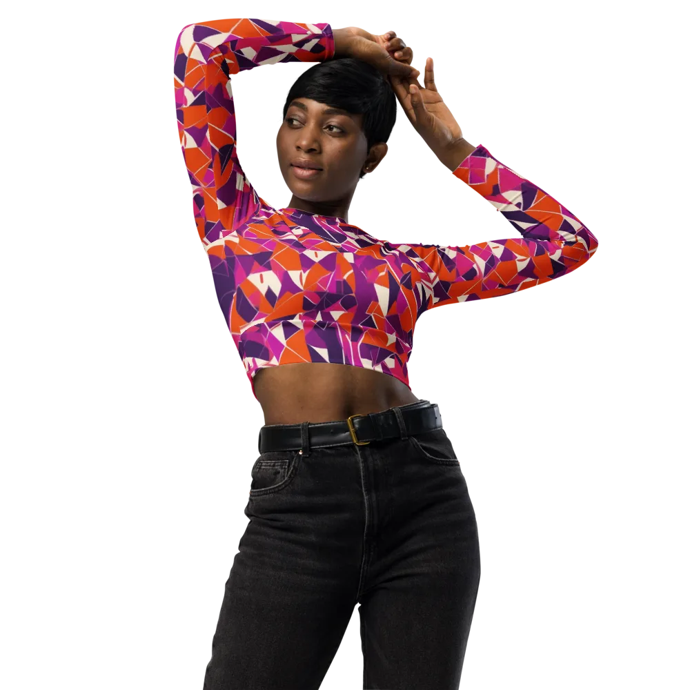 Citrus Fracture on Long Sleeve Crop Top — Front