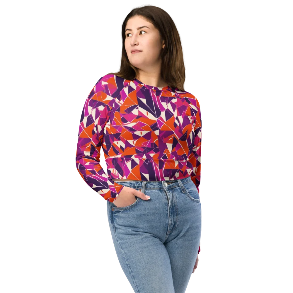 Citrus Fracture on Long Sleeve Crop Top — Front