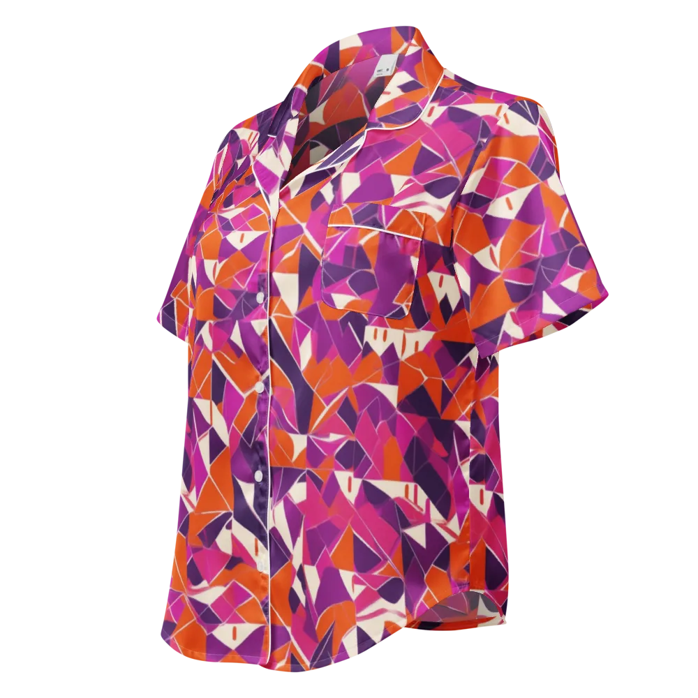 Citrus Fracture on Women's Short Sleeve Pajama Top — Left Front