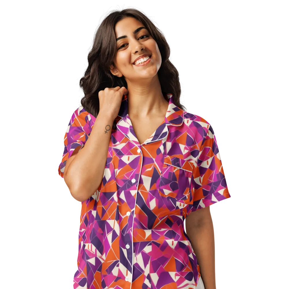 Citrus Fracture on Women's Short Sleeve Pajama Top — Front