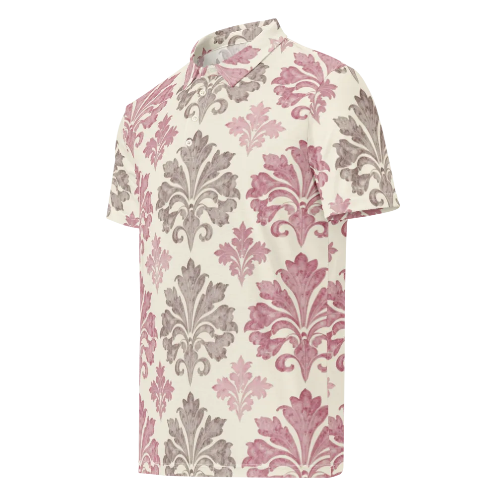 Rosewater Acanthus on Men's Slim Fit Polo Shirt — Left Front