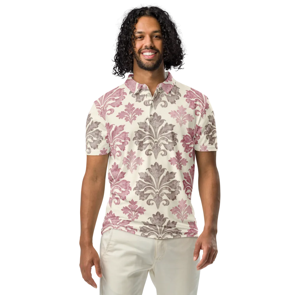 Rosewater Acanthus on Men's Slim Fit Polo Shirt — Front