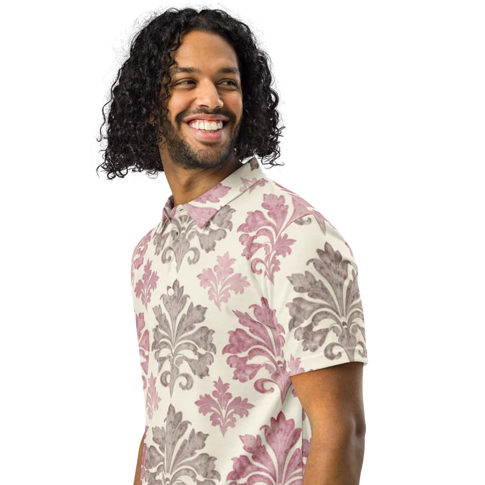 Rosewater Acanthus on Men's Slim Fit Polo Shirt — Left Front