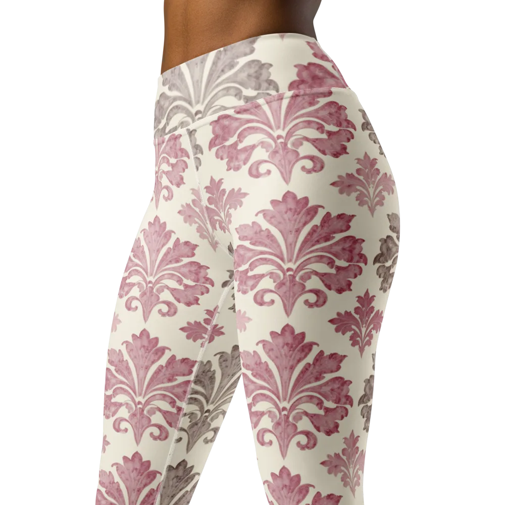 Rosewater Acanthus on Yoga Leggings — Left Front