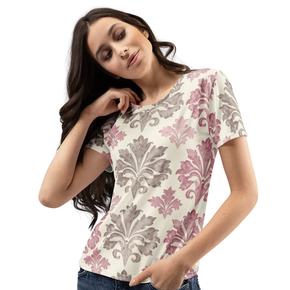 Rosewater Acanthus on Women's Crew Neck T-Shirt — Left Front