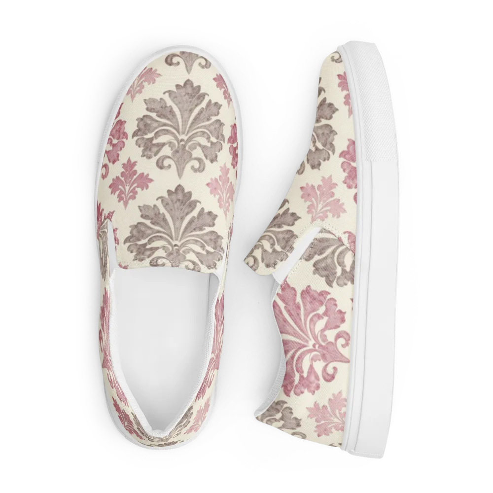 Rosewater Acanthus on Men's Slip-On Canvas Shoes — Front