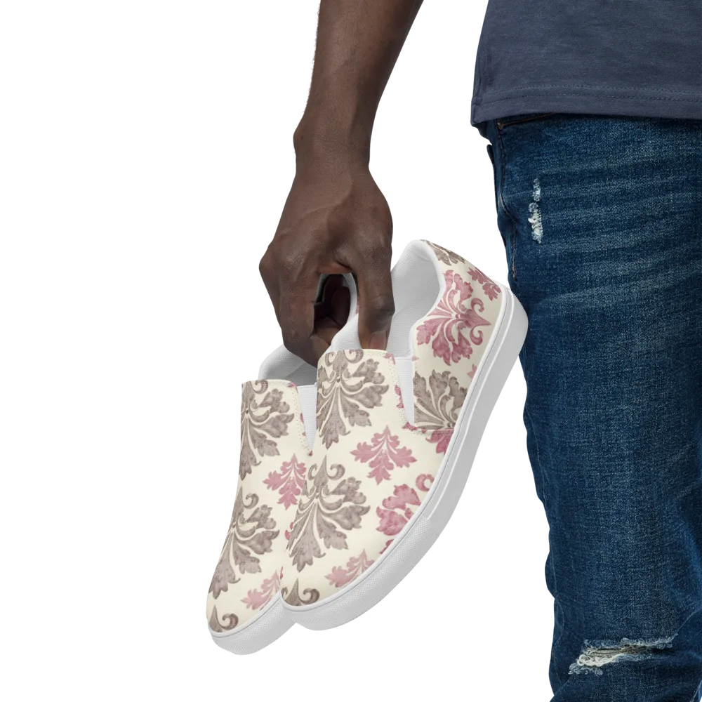 Rosewater Acanthus on Men's Slip-On Canvas Shoes — Left Front