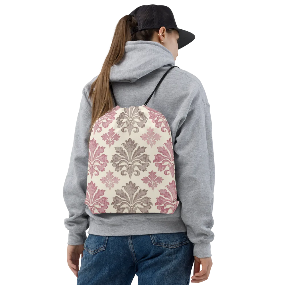 Rosewater Acanthus on Drawstring Bag — Front
