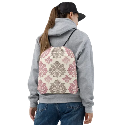 Rosewater Acanthus on a Drawstring Bag