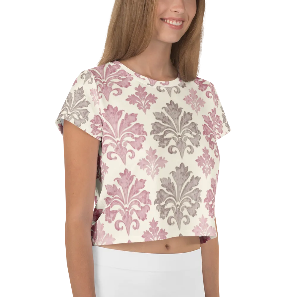 Rosewater Acanthus on Crop Tee — Right
