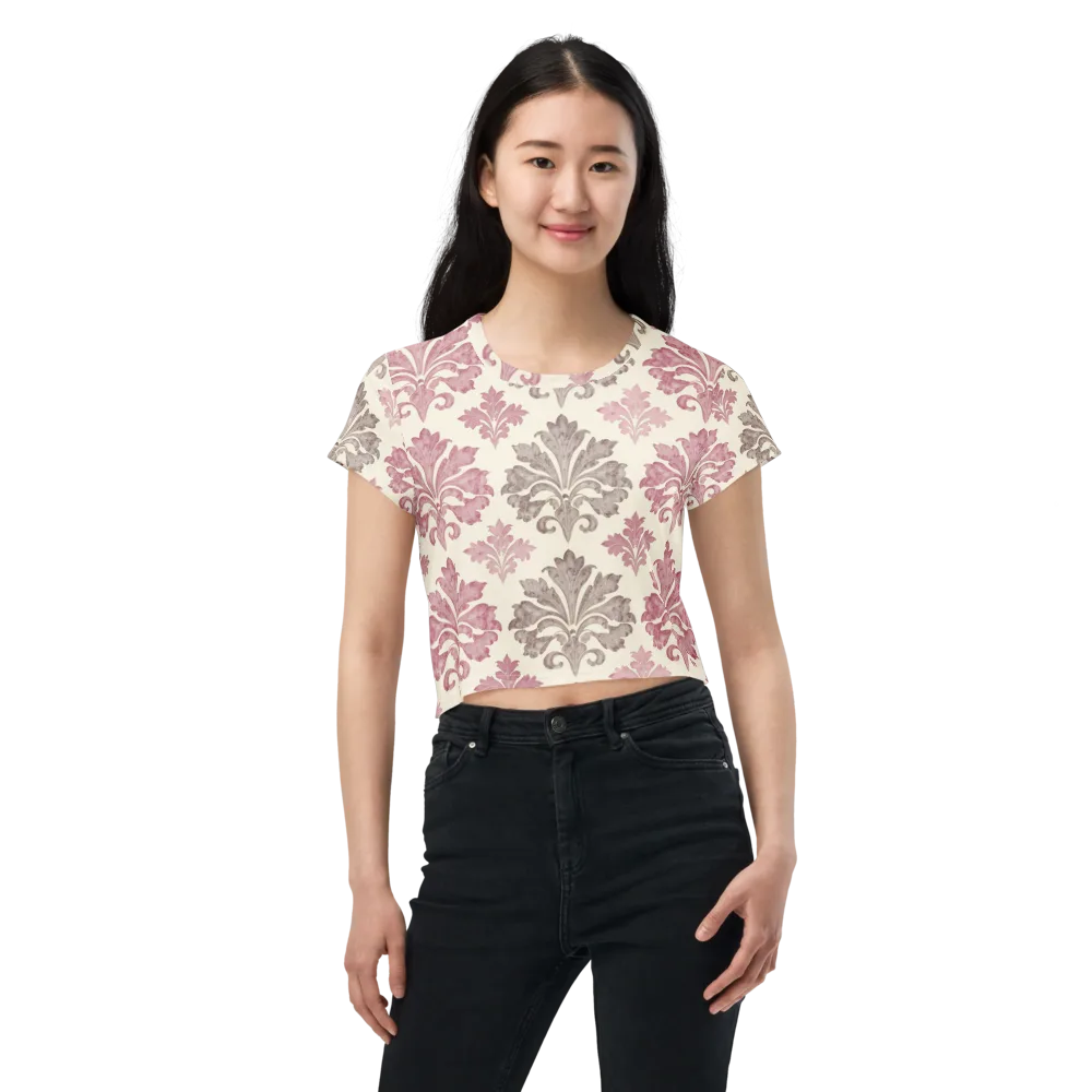 Rosewater Acanthus on Crop Tee — Front