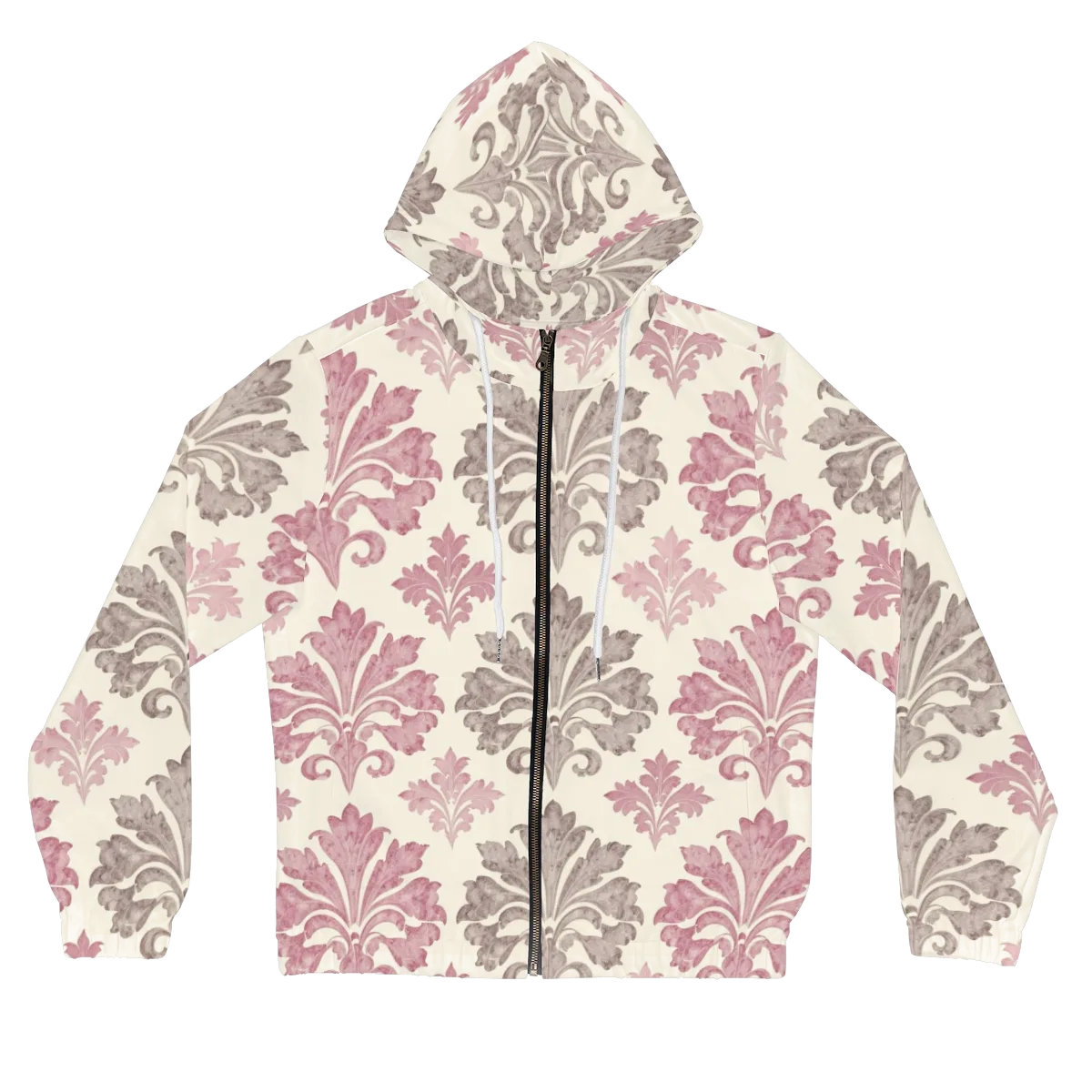Rosewater Acanthus on Women's Full-Zip Hoodie — Front