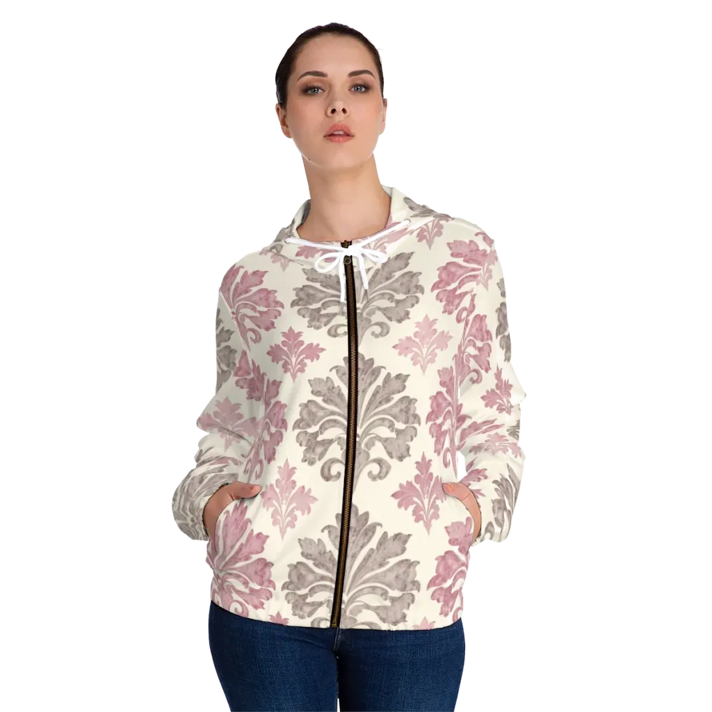 Rosewater Acanthus on Women's Full-Zip Hoodie — Front On Person