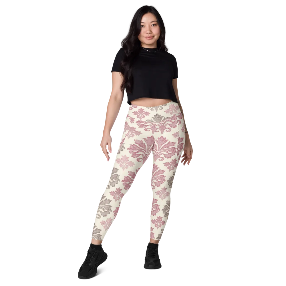 Rosewater Acanthus on Leggings with Pockets — Front