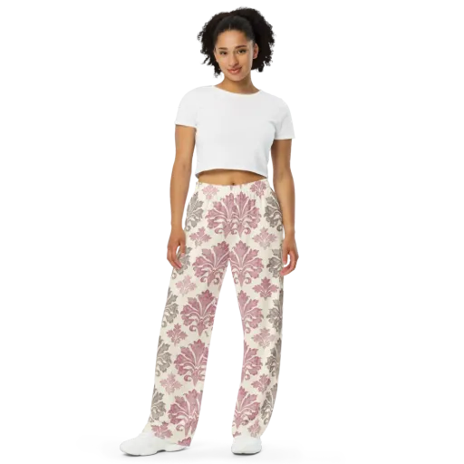 Rosewater Acanthus on a Wide-Leg Pants