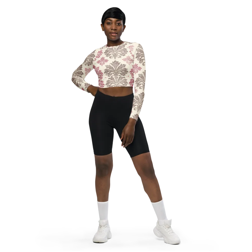 Rosewater Acanthus on Long Sleeve Crop Top — Front