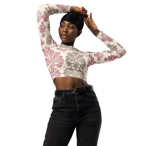 Rosewater Acanthus on a Long Sleeve Crop Top