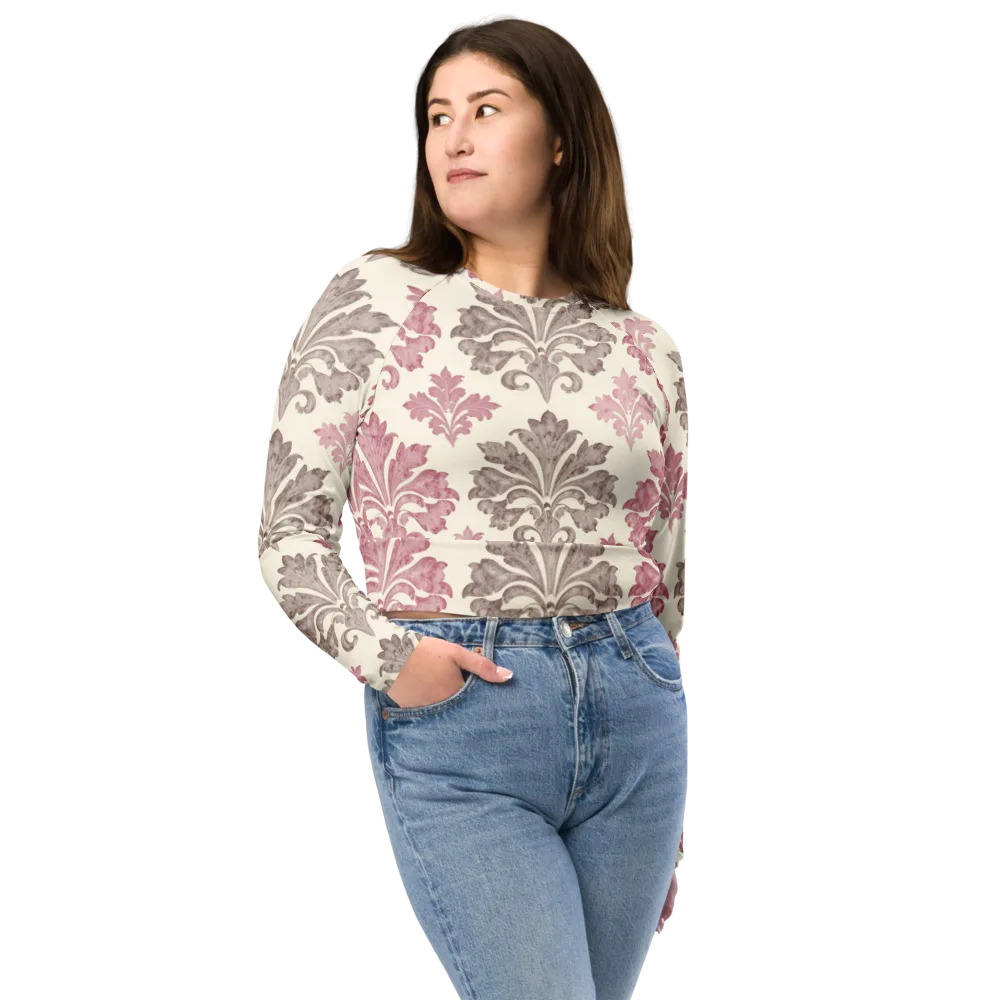 Rosewater Acanthus on Long Sleeve Crop Top — Front