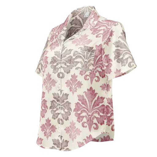 Rosewater Acanthus on a Women's Short Sleeve Pajama Top