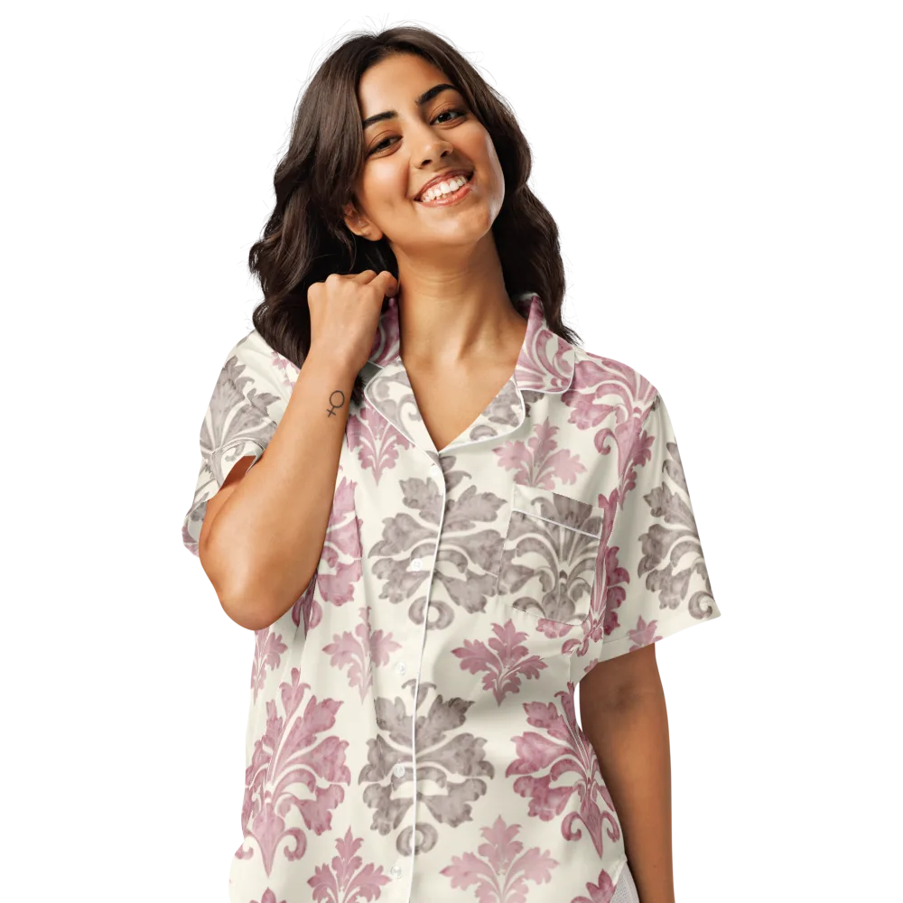 Rosewater Acanthus on Women's Short Sleeve Pajama Top — Front