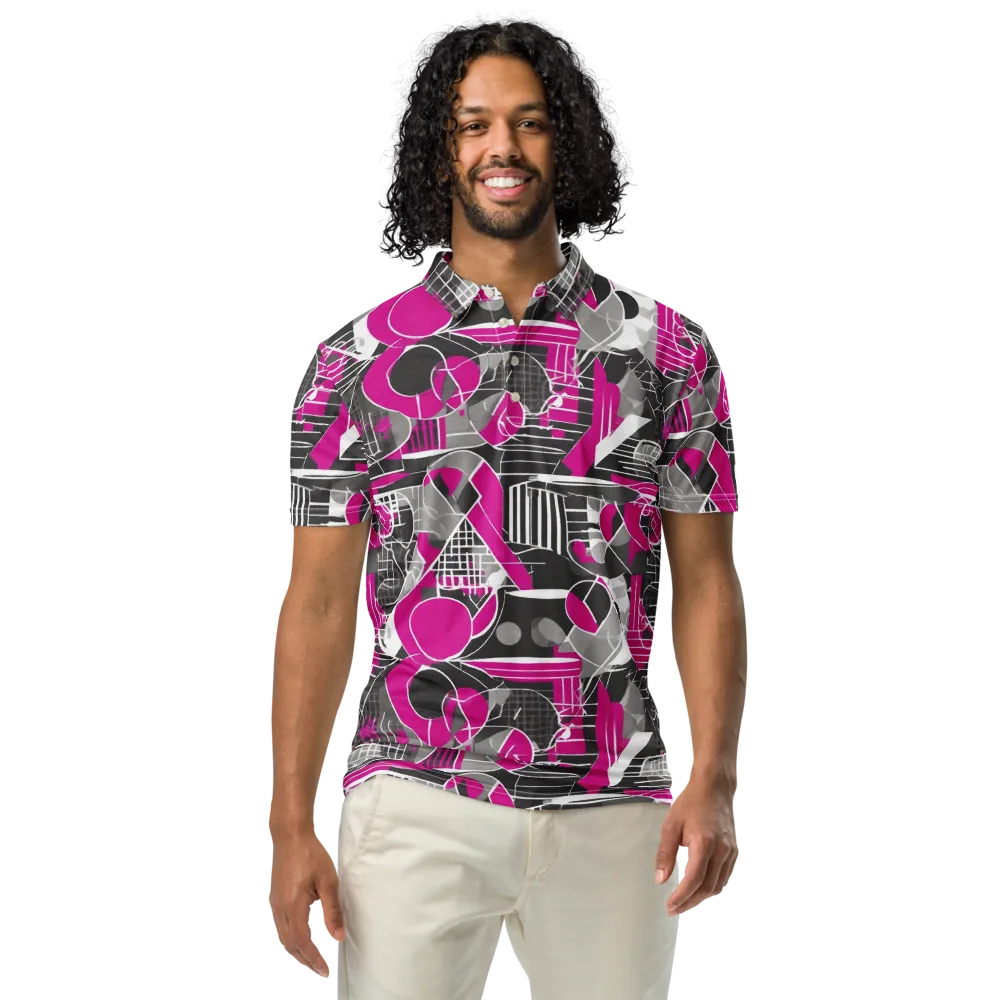 Fuchsia Framework on Men's Slim Fit Polo Shirt — Front