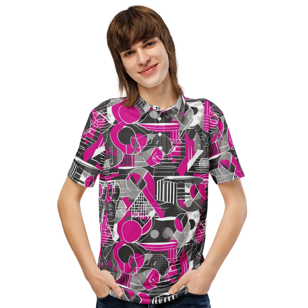 Fuchsia Framework on Men's Slim Fit Polo Shirt — Front