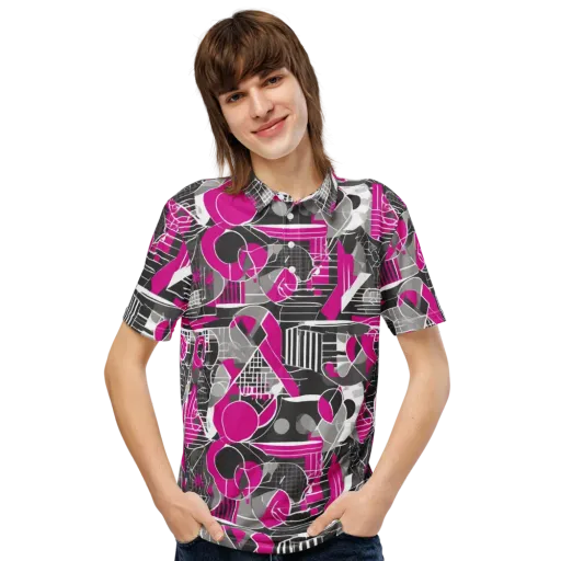 Fuchsia Framework on a Men's Slim Fit Polo Shirt