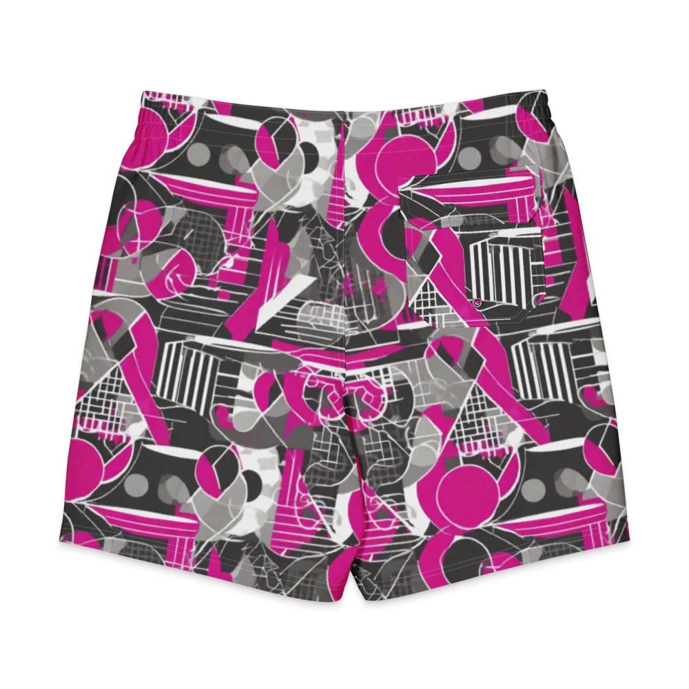 Fuchsia Framework on Men's Board Shorts — Back