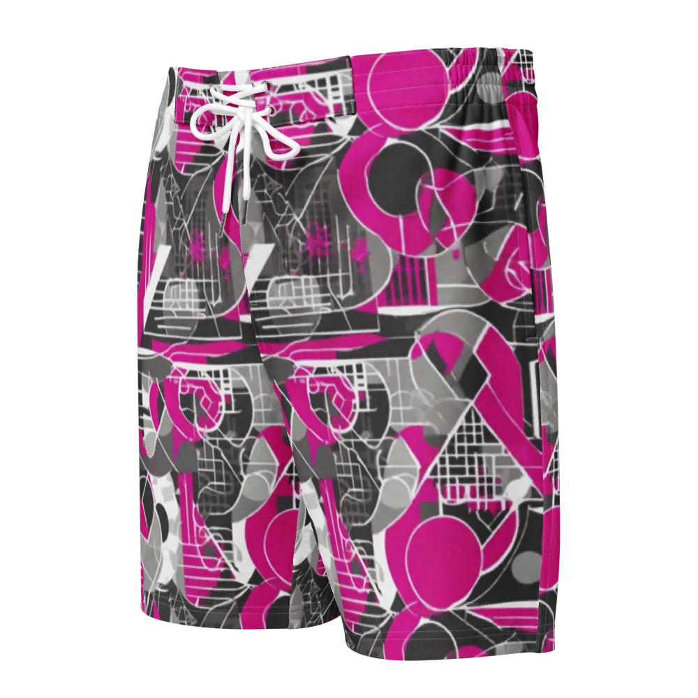 Fuchsia Framework on Men's Board Shorts — Front