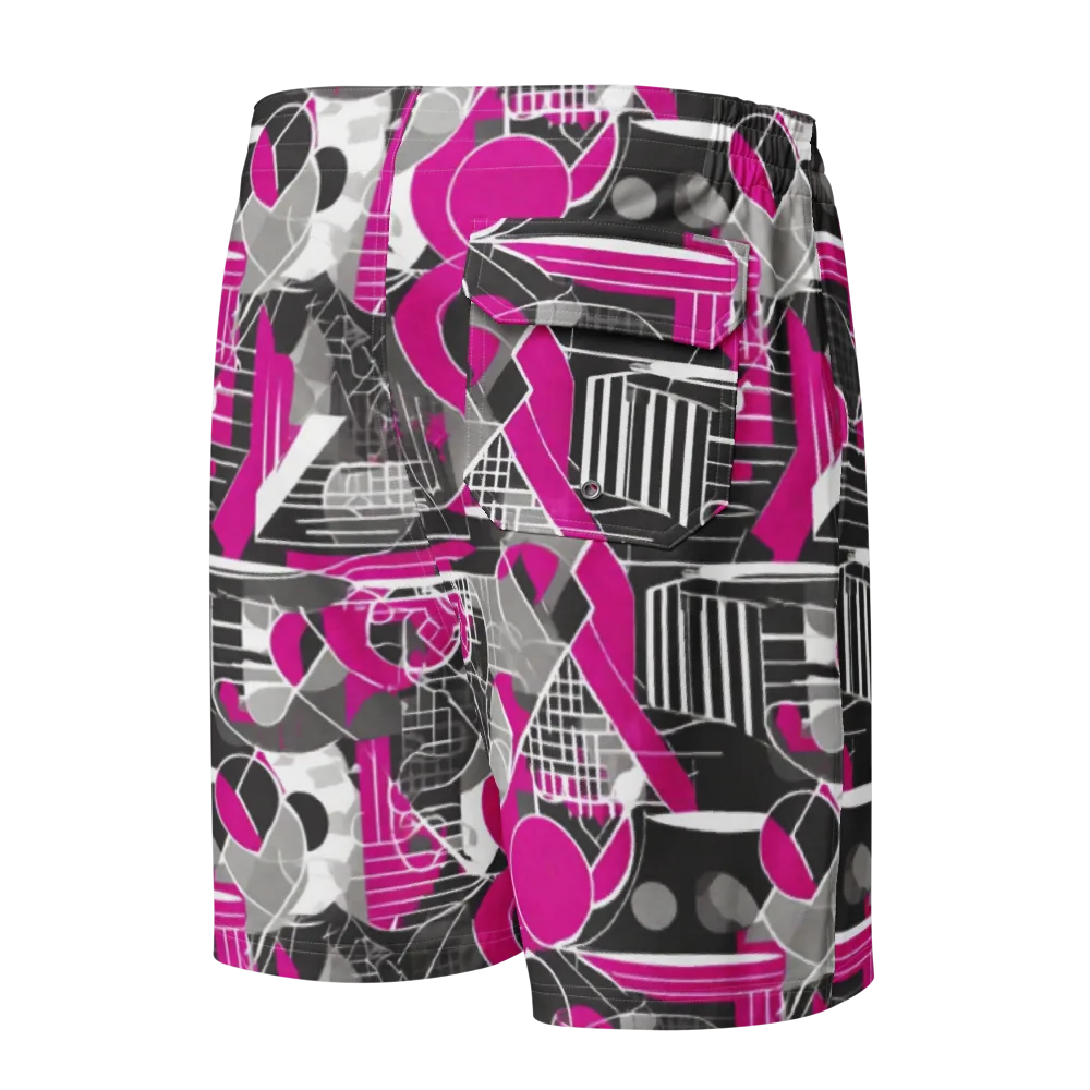 Fuchsia Framework on Men's Board Shorts — Back