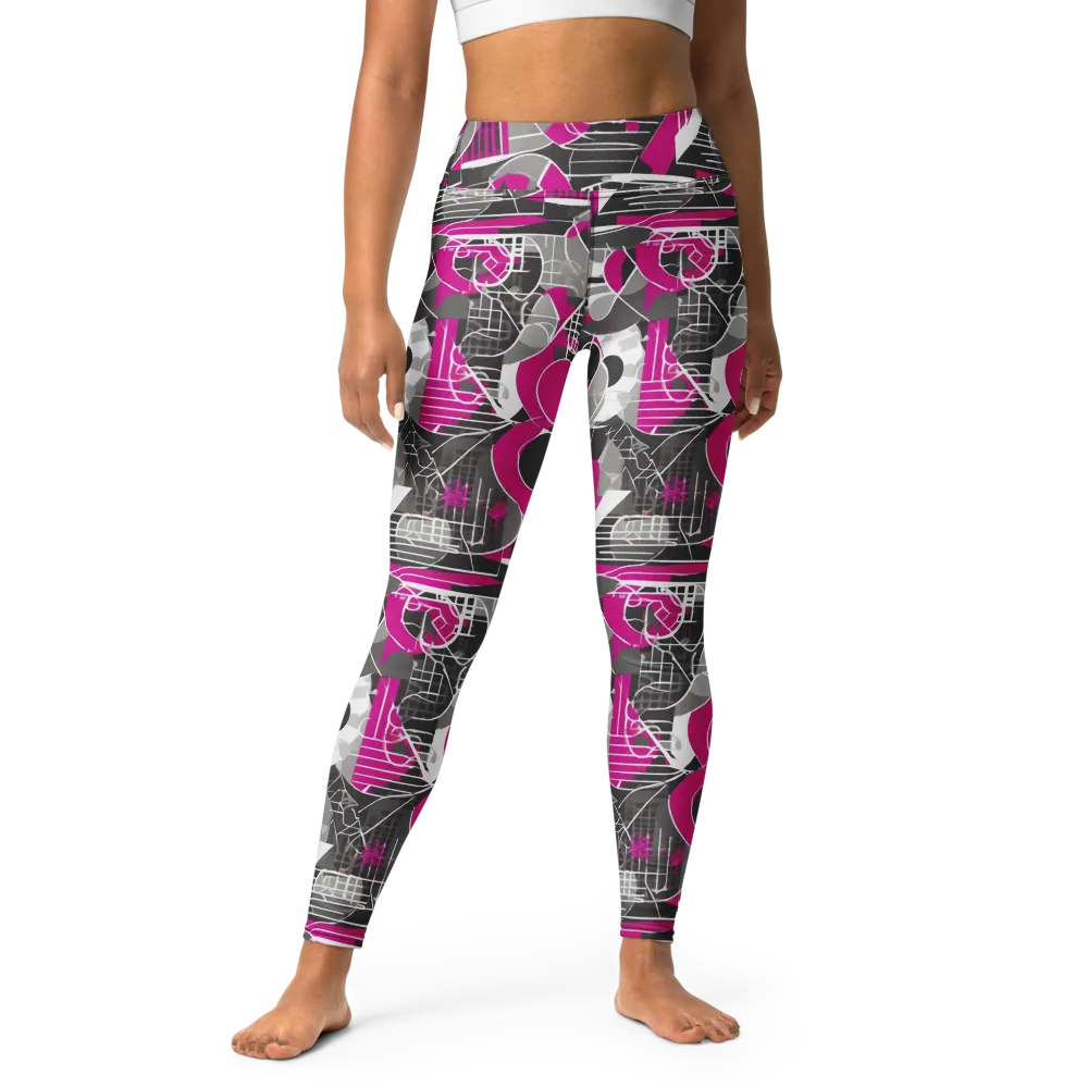 Fuchsia Framework on Yoga Leggings — Front